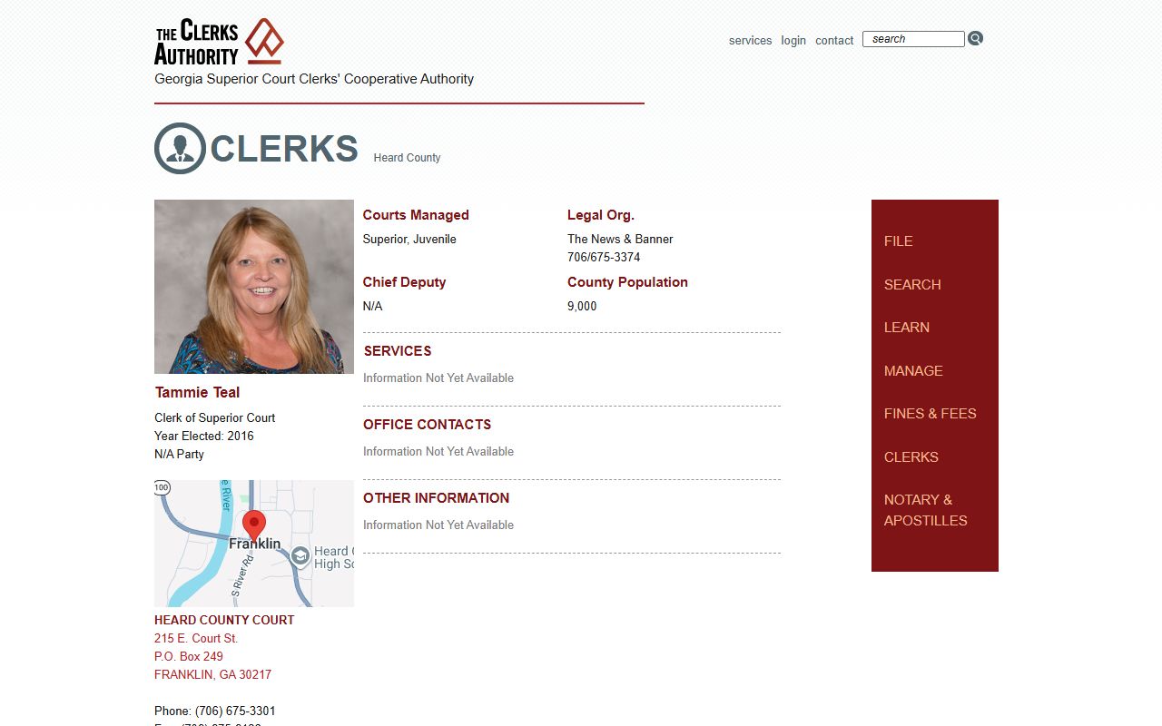 GSCCCA Heard County Clerk of Superior Court directory for court records
