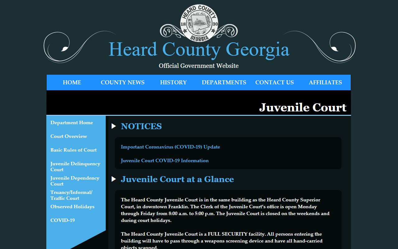 Heard County arrest records and court charges Juvenile Court page