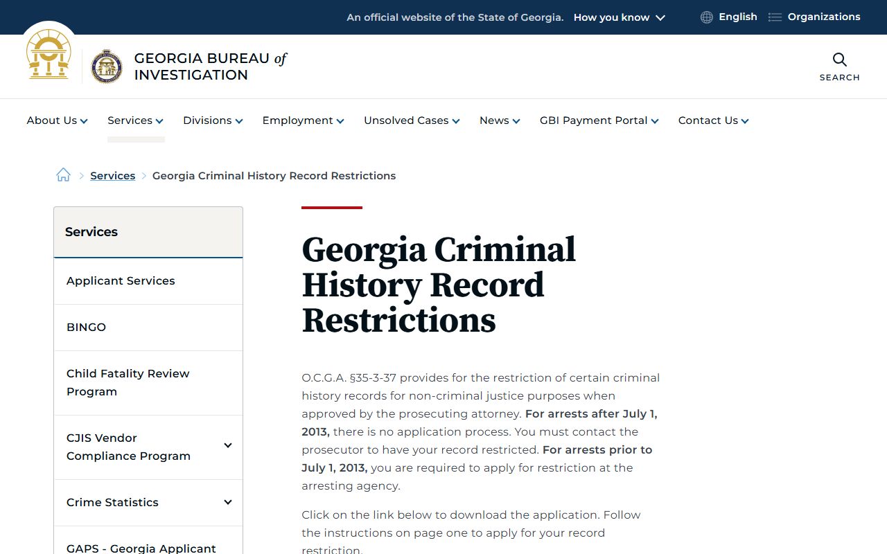 Heard County criminal court records GBI record restriction page