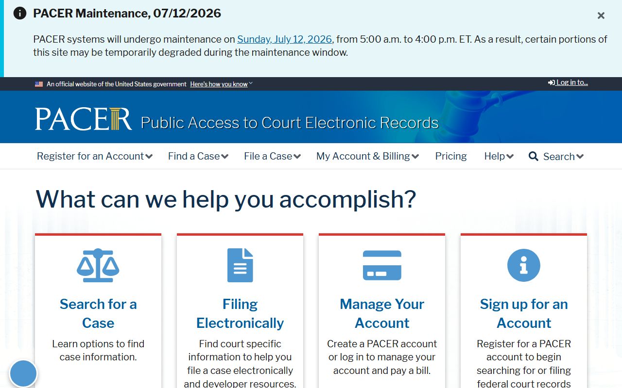 PACER federal court record portal for Heard County federal cases