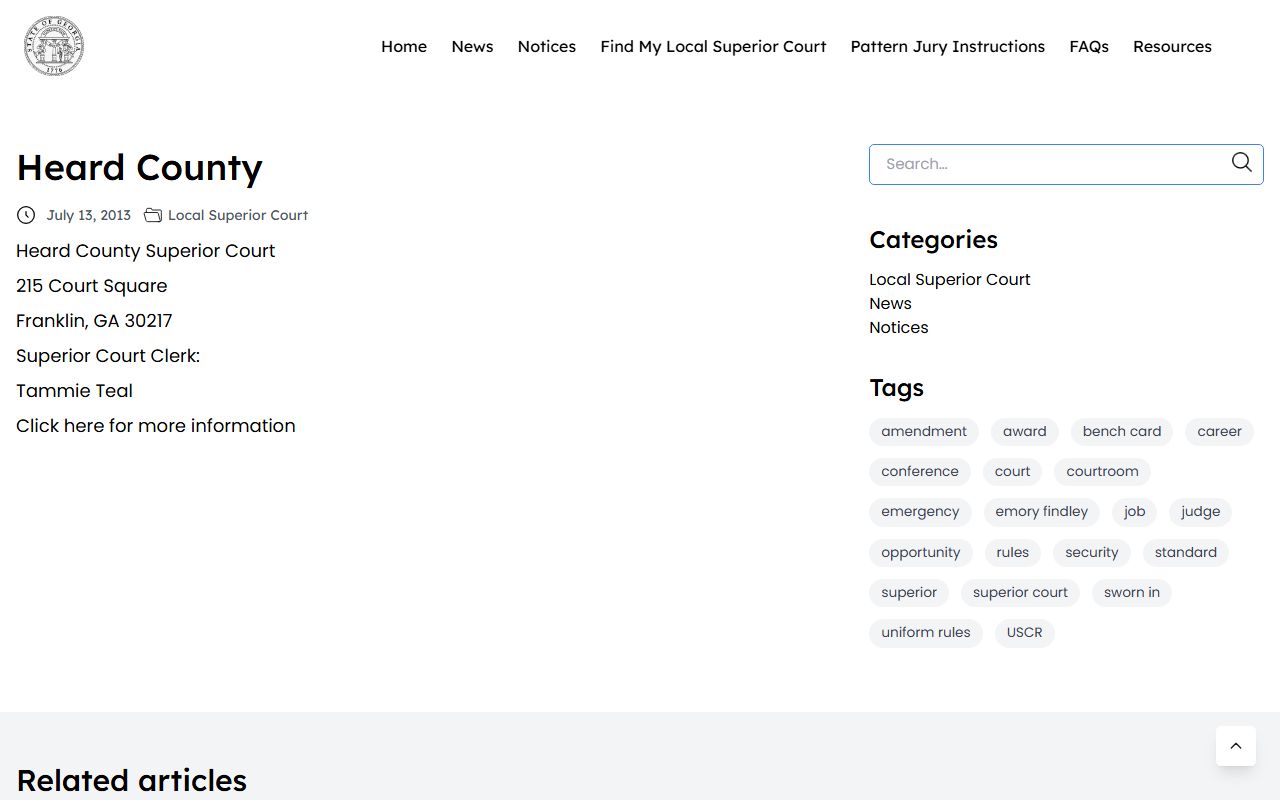 Heard County court records Council of Superior Court Judges page