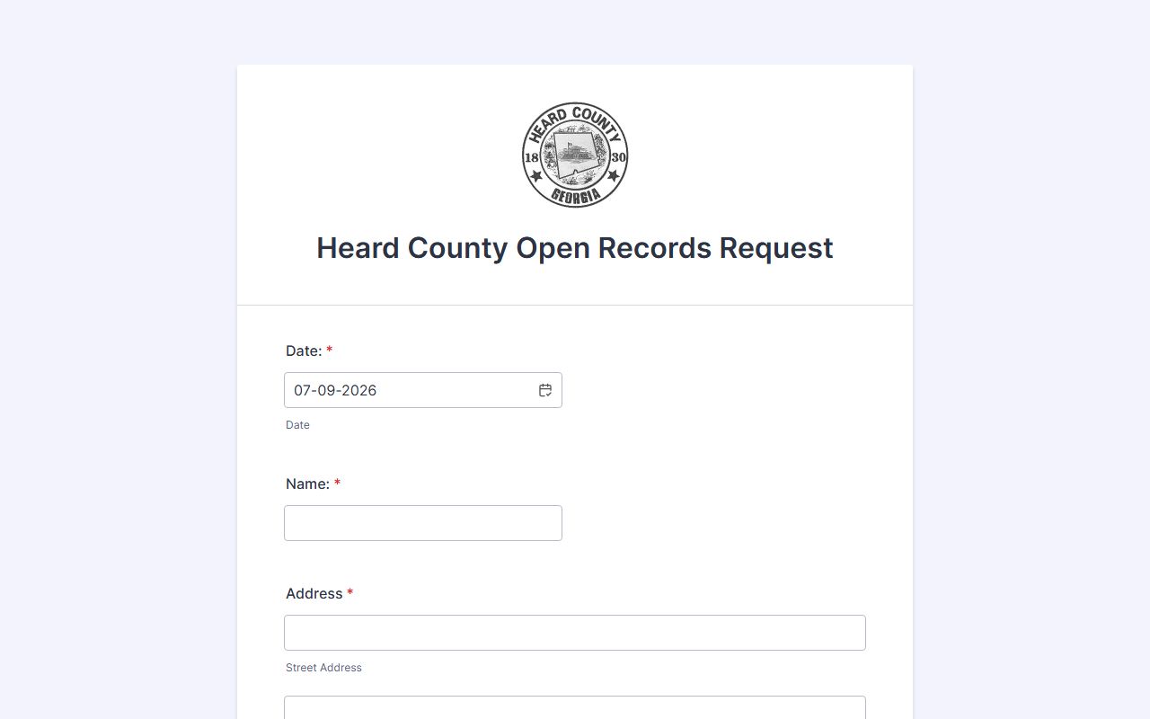 Heard County court records open records request form