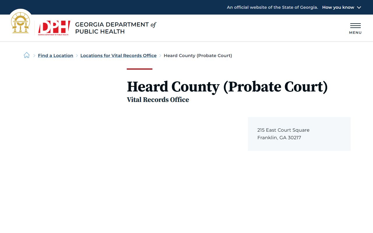 Heard County marriage records Georgia DPH Probate Court vital records location
