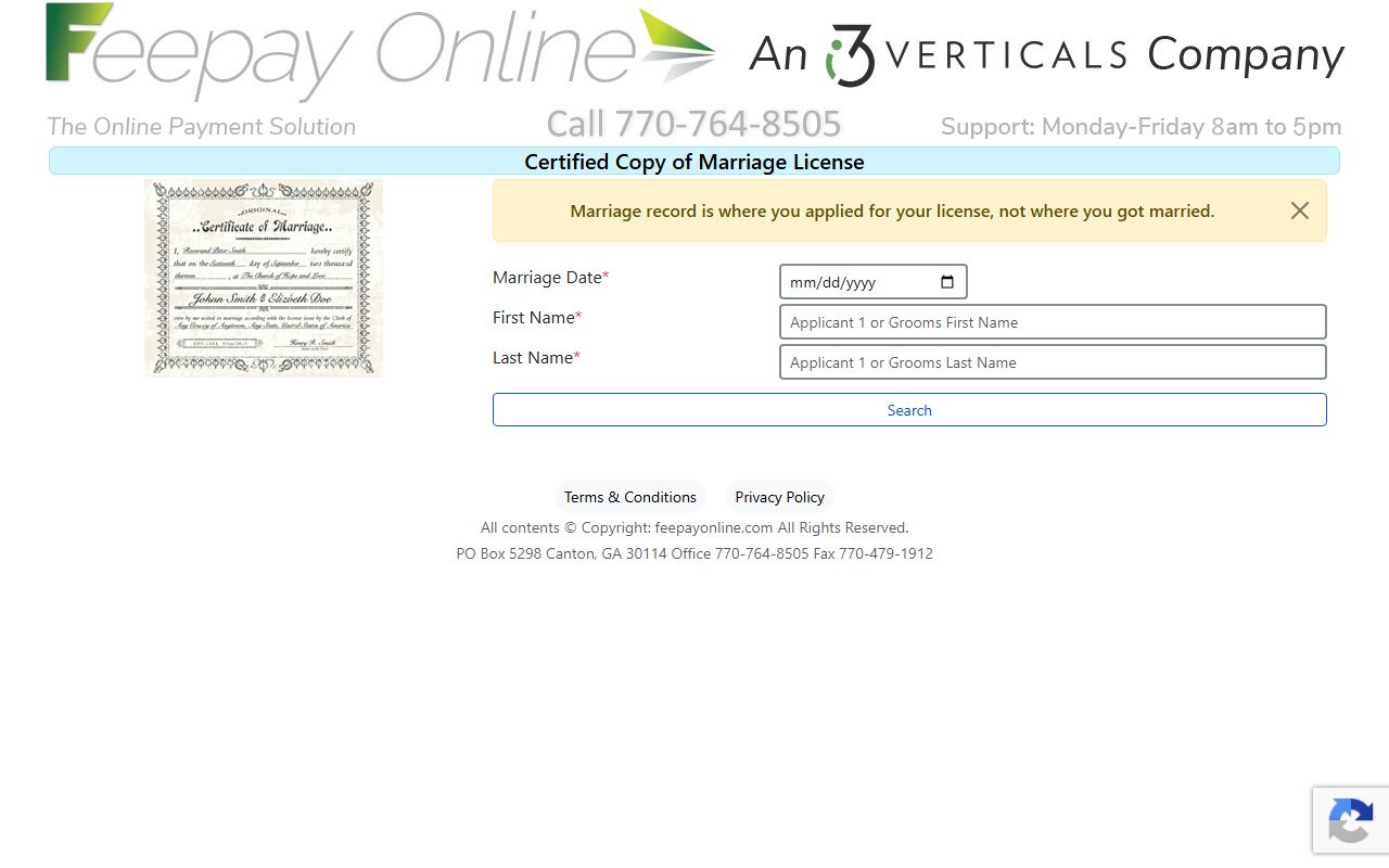 Heard County marriage records vital certificate payment portal