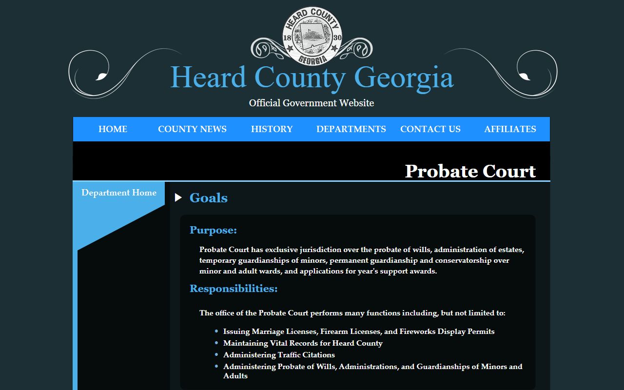 Heard County probate records official Probate Court contact page