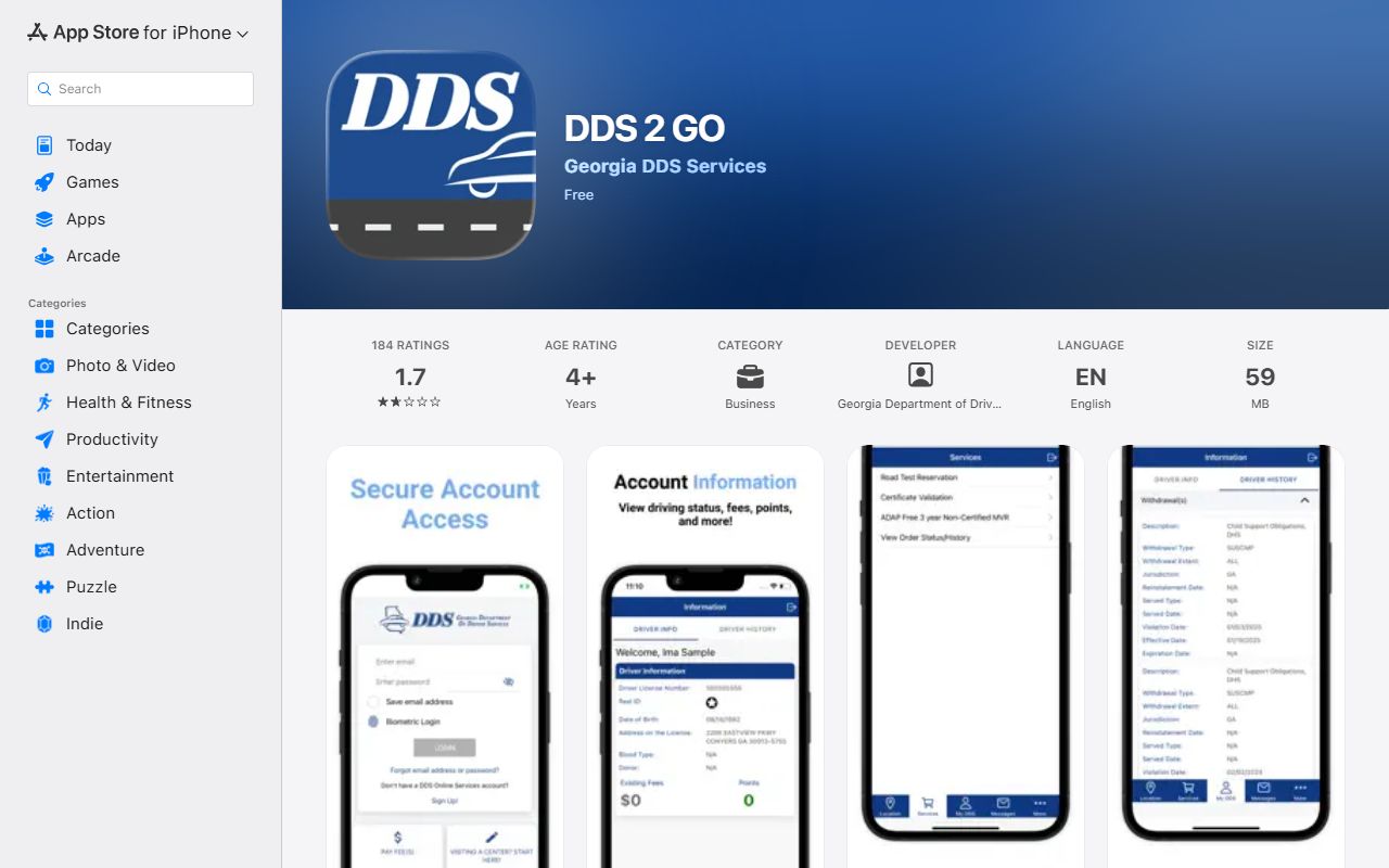 Heard County traffic court records and Georgia DDS iOS app driver services